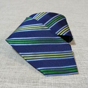 Brooks Brothers 100% Silk Striped Tie "346" Light Blue Navy Green Lime